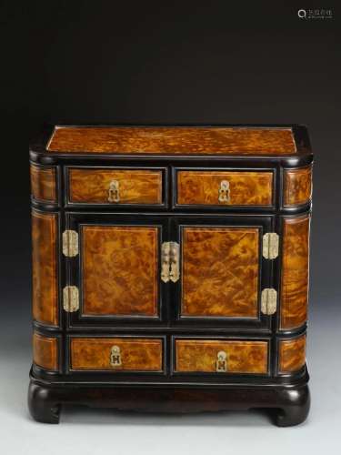 CHINESE HARDWOOD LACQUER SCHOLAR CABINET