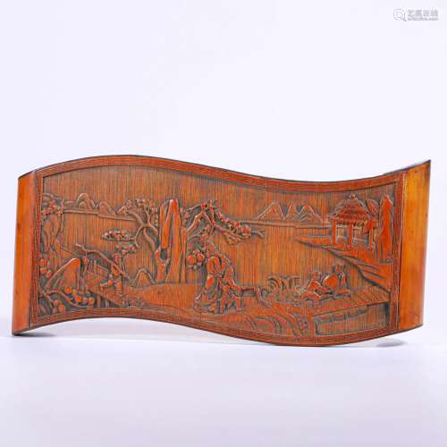 A Chinese Carved Bamboo Inkrest Qing Dyn.