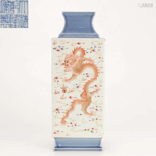 A Chinese Famille Rose Dragon Vase Qing Dyn.