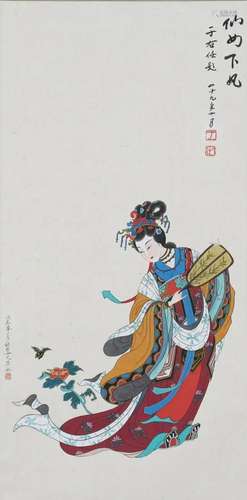 A Chinese Scroll Painting By Li Qiujun