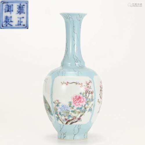 A Chinese Famille Rose Floral Vase Qing Dyn.