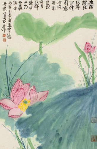 谢稚柳（1910～1997） 1986年作 莲塘清趣 立轴 设色纸本