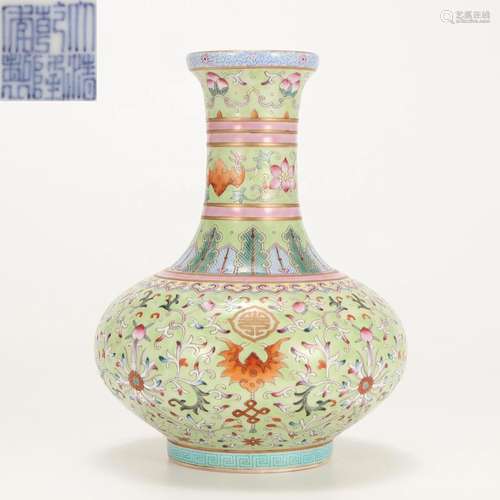 A Chinese Famille Rose Decorative Vase Qing Dyn.