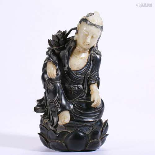 A Chinese Carved Soapstone Seated Arhat Qing Dyn.