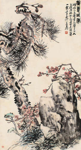 吴昌硕（1844～1927） 1912年作 美意延年 立轴 设色纸本