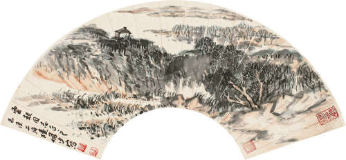 陆俨少（1909～1993） 1979年作 溪树云起图 镜片 设色纸本