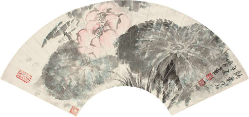陆俨少（1909～1993） 清荷 镜片 设色纸本