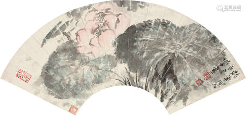 陆俨少（1909～1993） 清荷 镜片 设色纸本