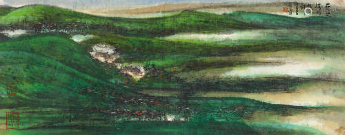 陈佩秋（1923～2020） 平林树色 镜片 设色纸本