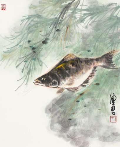 陈佩秋（1923～2020） 鱼乐 立轴 设色纸本