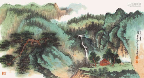 谢稚柳（1910～1997） 1982年作 夏山清晓 镜片 设色纸本