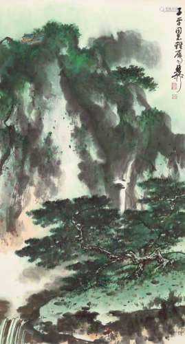 谢稚柳（1910～1997） 春山瀑声喧 立轴 设色纸本
