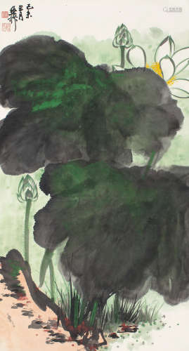 谢稚柳（1910～1997） 1979年作 荷花 立轴 设色纸本