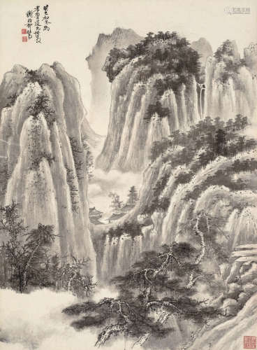 谢稚柳（1910～1997） 1953年作 云壑松泉 镜框 水墨纸本