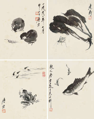 唐云（1910～1993） 1991年作 杂画册 镜片 （四开） 水墨纸本