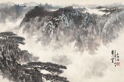 宋文治（1919～1999） 1977年作 黄山云 镜片 设色纸本
