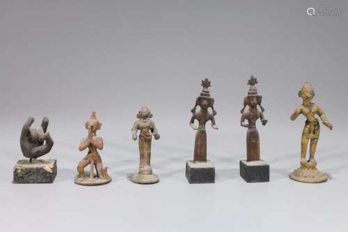 Group of Six Antique Indian Statues