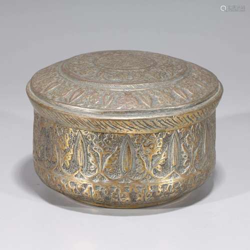 Antique Indian Brass Circular Box