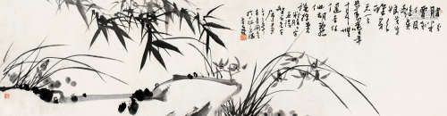 潘天寿（1897～1971） 1944年作 兰竹图 镜片 水墨纸本