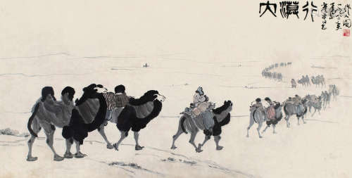 吴作人（1908～1997） 1982年作 大漠行 镜片 设色纸本