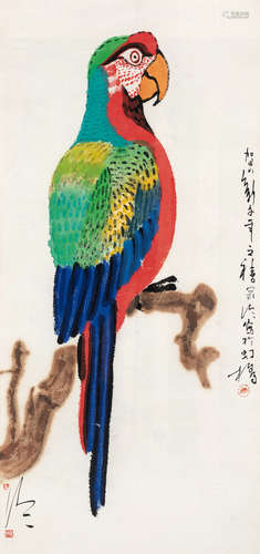 陈家泠（b.1937） 热带鹦鹉 镜框 设色纸本