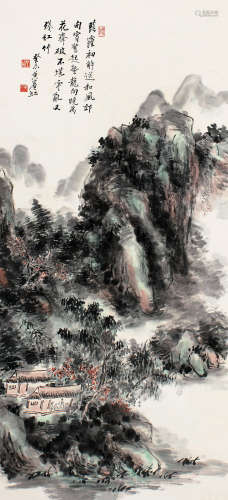 黄宾虹（1865～1955 ） 1943年作 青山雅意 立轴 设色纸本