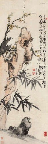 高凤翰（1683～1749） 梅竹双清 立轴 设色纸本