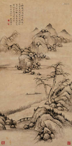 黄易（1744～1802） 溪湾独钓 立轴 水墨纸本