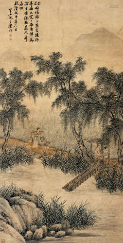 沈宗骞（1736～1820） 1788年作 春耕图 立轴 设色纸本