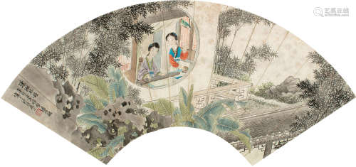 潘振镛（1852～1921） 1891年作 潇湘琴韵 镜框 设色纸本