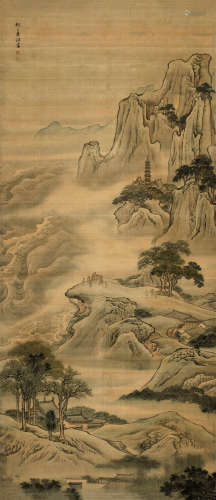 袁江（1662～1735） 观潮图 立轴 设色绢本