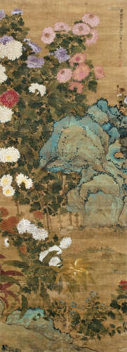 项圣谟（1597～1658） 1643年作 秋菊 立轴 设色绢本