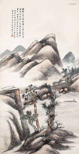 杨伯润（1837～1911） 溪亭山居图 立轴 设色纸本