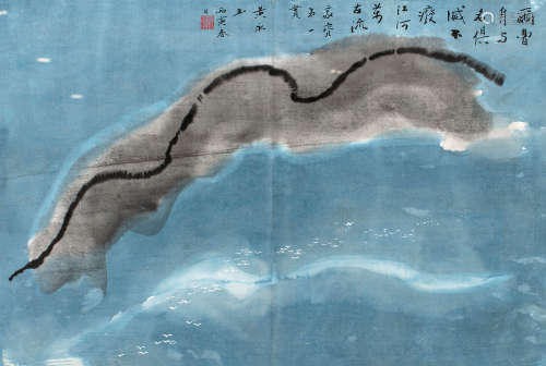 黄永玉（b.1924） 1986年作 海南岛 镜框 设色纸本