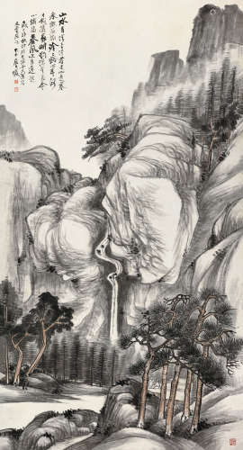 张大千（1899～1983） 1927年作 山水有清音 立轴 设色纸本