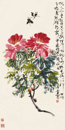 许麟庐（1916～2011） 蝶恋花 立轴 设色纸本