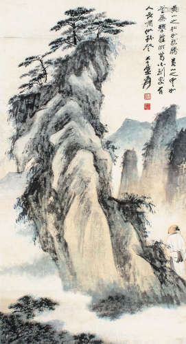 张大千（1899～1983） 松下高士 镜片 设色纸本