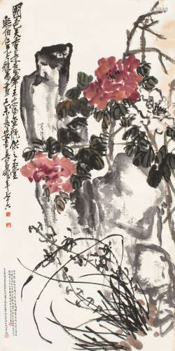 吴昌硕（1844～1927） 1919年作 国色天香 立轴 设色纸本