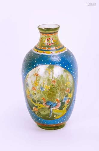 A PEKING GLASS PAINTED ENAMEL PORCELAIN VASE DESIGNED