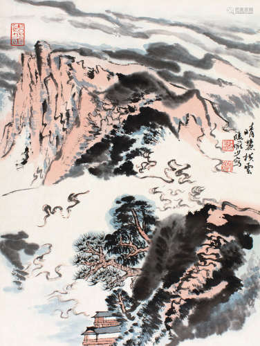 陆俨少（1909～1993） 晴麓横云 镜片 设色纸本