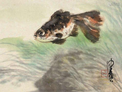 陈佩秋（1923～2020） 游鱼 镜片 设色纸本