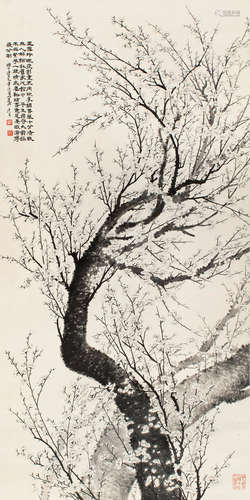 陶冷月（1895～1985） 墨梅 镜框 水墨纸本