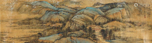 张大千（1899～1983） 1944年作 秋山行旅 横披 设色纸本