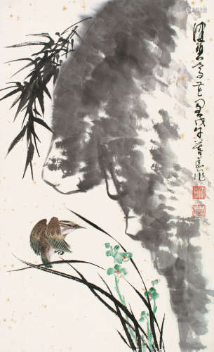 陈佩秋（1923～2020） 1978年作 竹兰栖禽图 镜片 设色纸本
