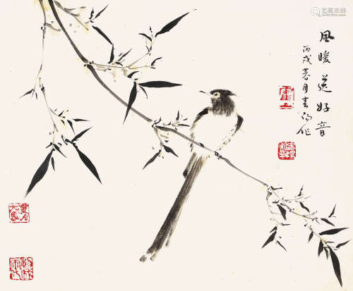 霍春阳（b.1946） 2006年作 风暖送好音 镜框 设色纸本