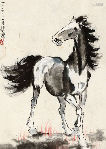 徐悲鸿（1895～1953） 1939年作 骏马图 镜片 水墨纸本