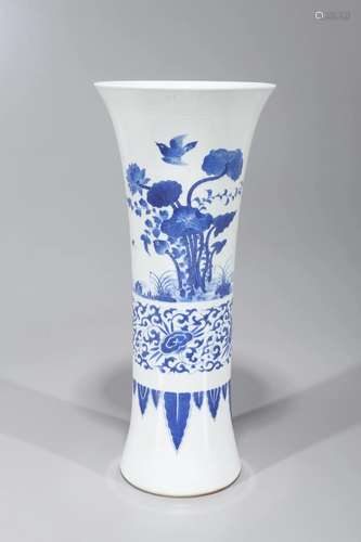 Chinese Blue & White Porcelain Beaker Vase