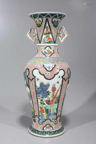 Tall Chinese Enameled Porcelain Vase