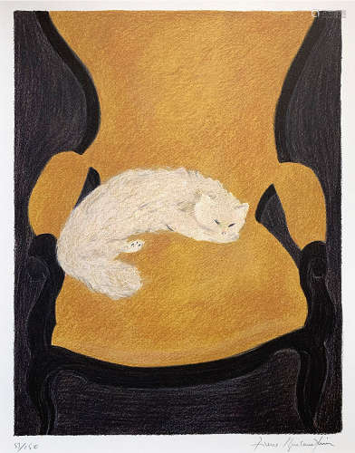 皮埃尔·彭贡潘 （b.1938） 椅子上的猫 版画 59/150