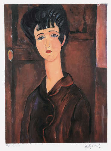 阿梅代奥·莫迪利亚尼（1884～1920） 1996年作 一个女孩的肖像 石版画...